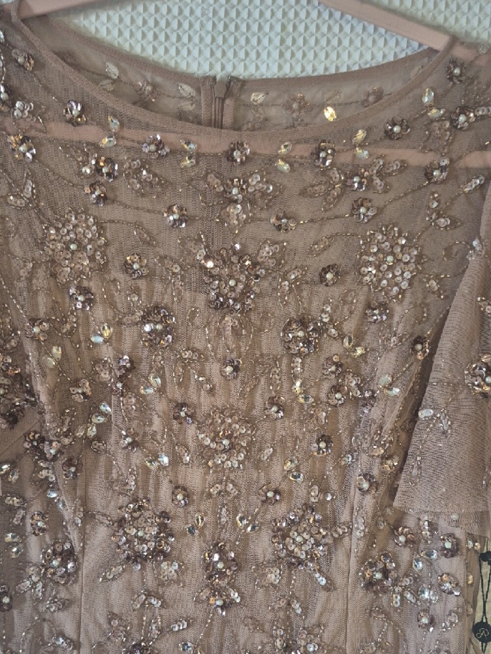 Adrianna Papell Blush Pink Beaded Midi Dress - Picture 9 of 14